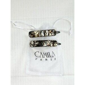 New Camila Paris France Hair Barrette Clips LOT of TWO Handmade France Onyx 3